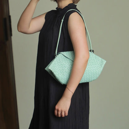Bottega Veneta Vintage Light Turquoise Blue Intrecciato Origami Shoulder Flap Bag