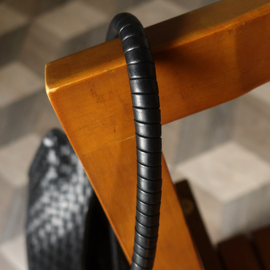 Bottega Veneta Vintage Black Intrecciato Ring Braided Strap Shoulder Bag