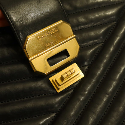 Chanel Vintage Black Lambskin 2.55 Chevron Gabrielle 2way Shoulder Bag
