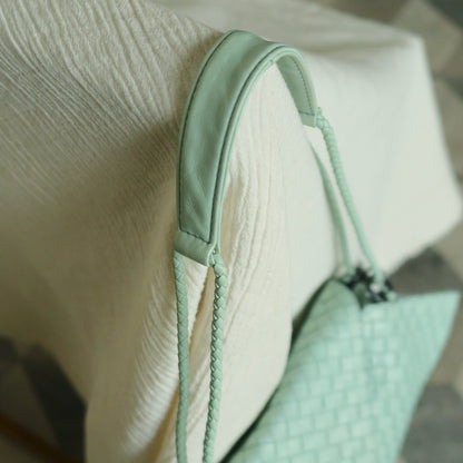 Bottega Veneta Vintage Light Turquoise Blue Intrecciato Origami Shoulder Flap Bag