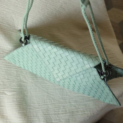 Bottega Veneta Vintage Light Turquoise Blue Intrecciato Origami Shoulder Flap Bag