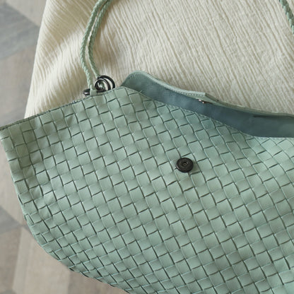 Bottega Veneta Vintage Light Turquoise Blue Intrecciato Origami Shoulder Flap Bag