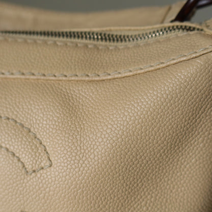 Chanel Vintage Beige Caviar Leather Coco Mark Hobo Shoulder Bag