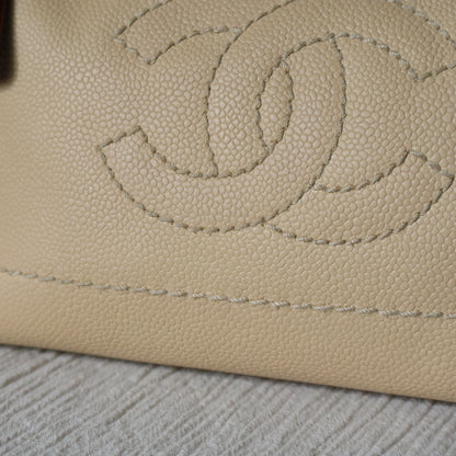 Chanel Vintage Beige Caviar Leather Coco Mark Hobo Shoulder Bag