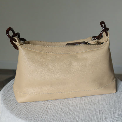 Chanel Vintage Beige Caviar Leather Coco Mark Hobo Shoulder Bag