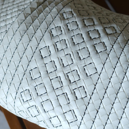 Bottega Veneta Vintage White Navy stitching Intrecciato Veneta Hobo Shoulder Bag