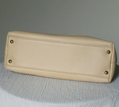 Chanel Vintage Beige Caviar Leather Coco Mark Hobo Shoulder Bag