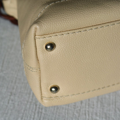 Chanel Vintage Beige Caviar Leather Coco Mark Hobo Shoulder Bag