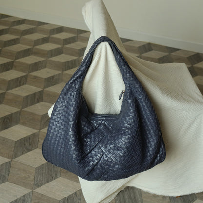Bottega Veneta Vintage Dusty Blue Intrecciato Leather Veneta Hobo Shoulder Bag