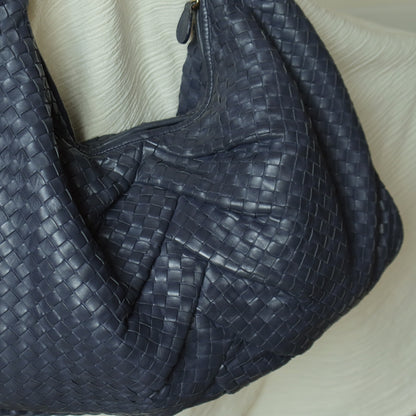 Bottega Veneta Vintage Dusty Blue Intrecciato Leather Veneta Hobo Shoulder Bag