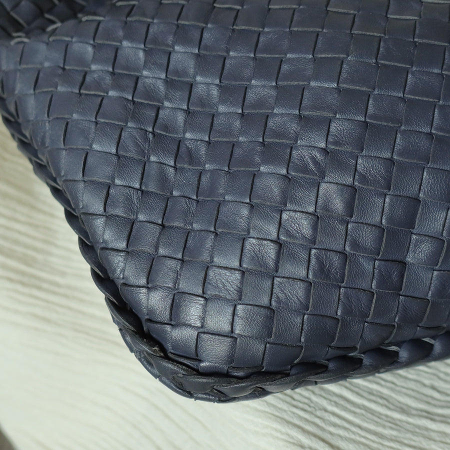 Bottega Veneta Vintage Dusty Blue Intrecciato Leather Veneta Hobo Shoulder Bag