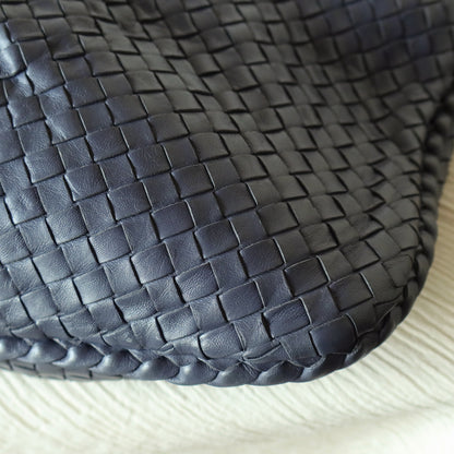 Bottega Veneta Vintage Dusty Blue Intrecciato Leather Veneta Hobo Shoulder Bag