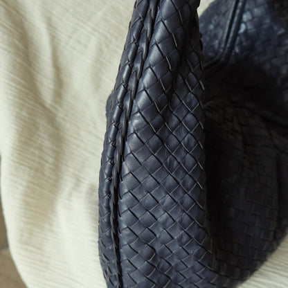 Bottega Veneta Vintage Dusty Blue Intrecciato Leather Veneta Hobo Shoulder Bag