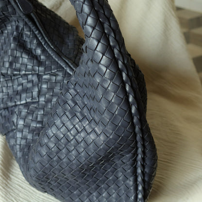 Bottega Veneta Vintage Dusty Blue Intrecciato Leather Veneta Hobo Shoulder Bag