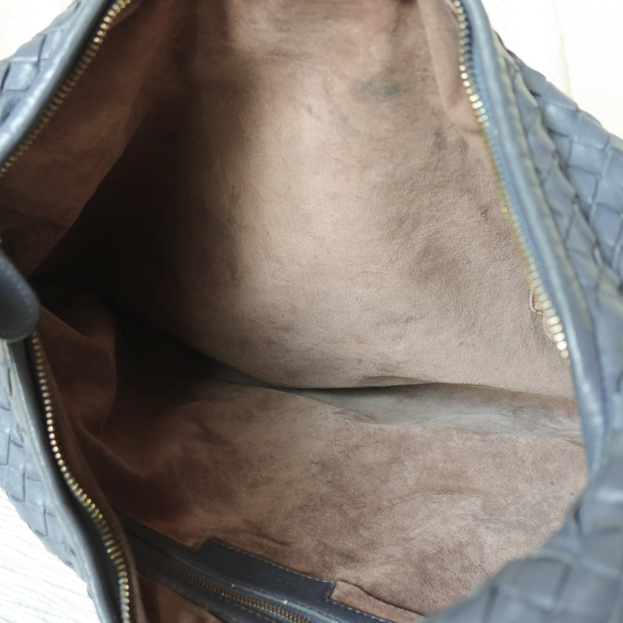 Bottega Veneta Vintage Dusty Blue Intrecciato Leather Veneta Hobo Shoulder Bag