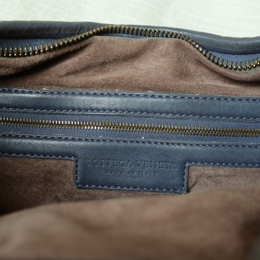 Bottega Veneta Vintage Dusty Blue Intrecciato Leather Veneta Hobo Shoulder Bag