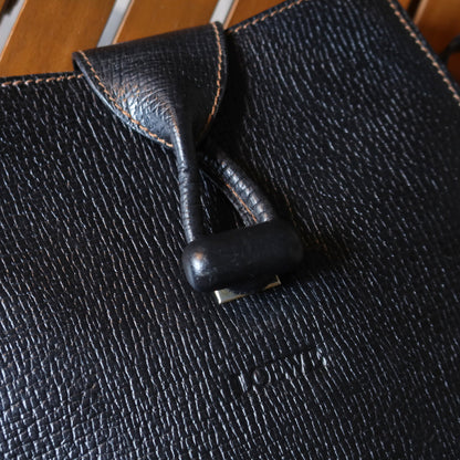 Loewe Vintage Black Grained Leather Twisted Knot Trapezoid Shoulder Flap Bag