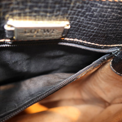 Loewe Vintage Black Grained Leather Twisted Knot Trapezoid Shoulder Flap Bag
