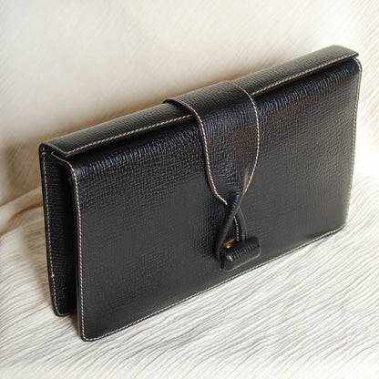 Loewe Vintage Black Grained Leather Twisted Knot Clutch Bag