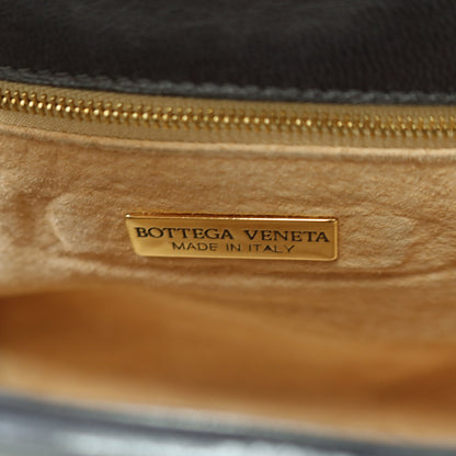 Bottega Veneta Vintage Dusty Navy Intrecciato Leather Turn Lock 2way Flap Bag
