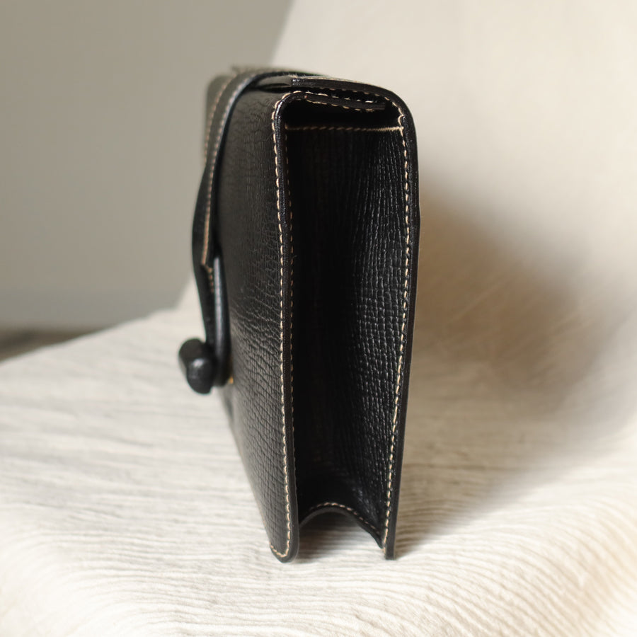 Loewe Vintage Black Grained Leather Twisted Knot Clutch Bag