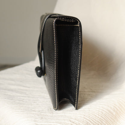 Loewe Vintage Black Grained Leather Twisted Knot Clutch Bag