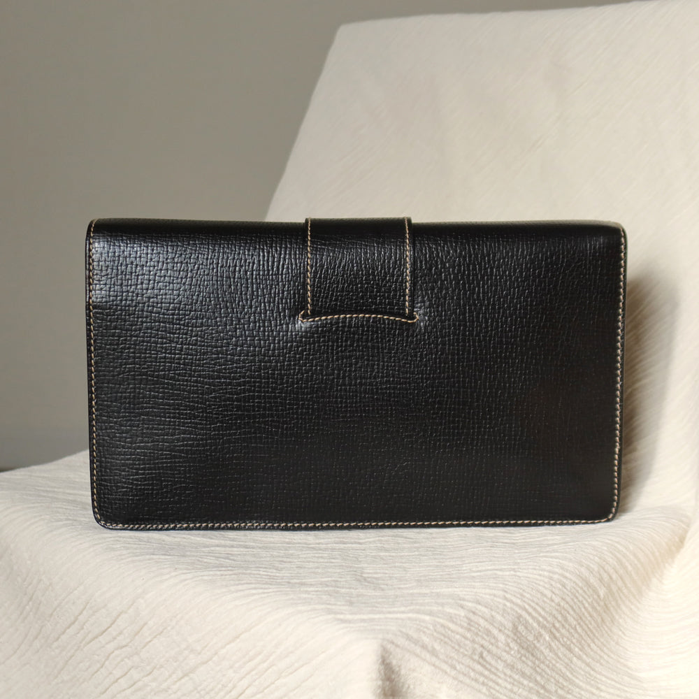 Loewe Vintage Black Grained Leather Twisted Knot Clutch Bag