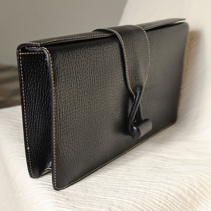 Loewe Vintage Black Grained Leather Twisted Knot Clutch Bag