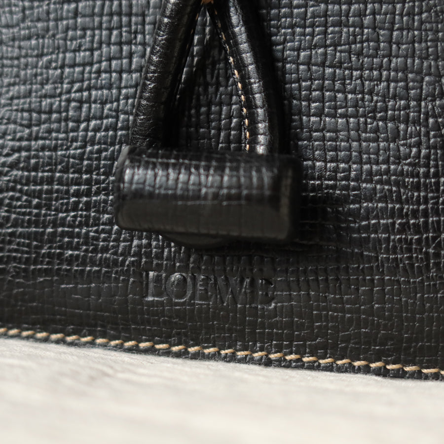 Loewe Vintage Black Grained Leather Twisted Knot Clutch Bag
