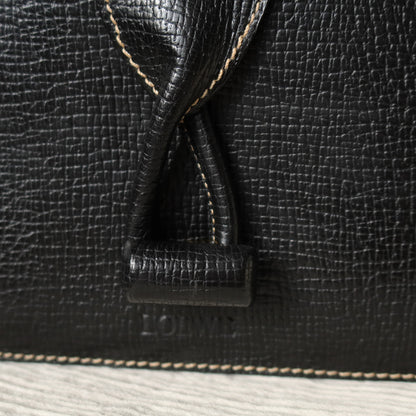 Loewe Vintage Black Grained Leather Twisted Knot Clutch Bag