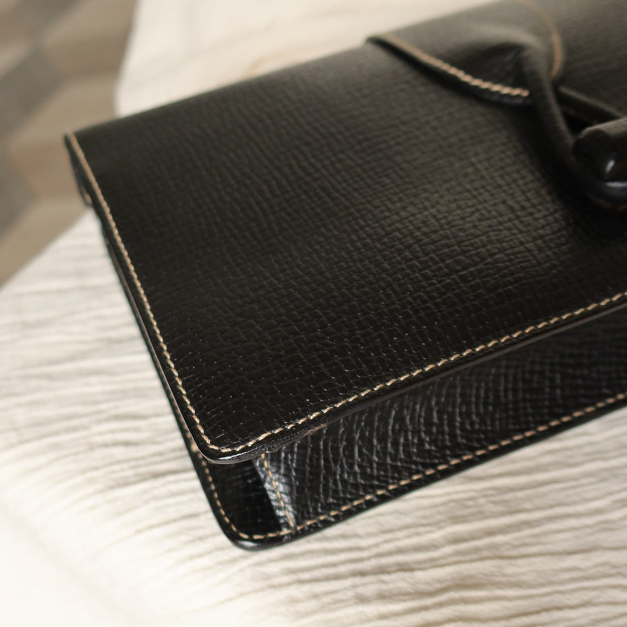 Loewe Vintage Black Grained Leather Twisted Knot Clutch Bag