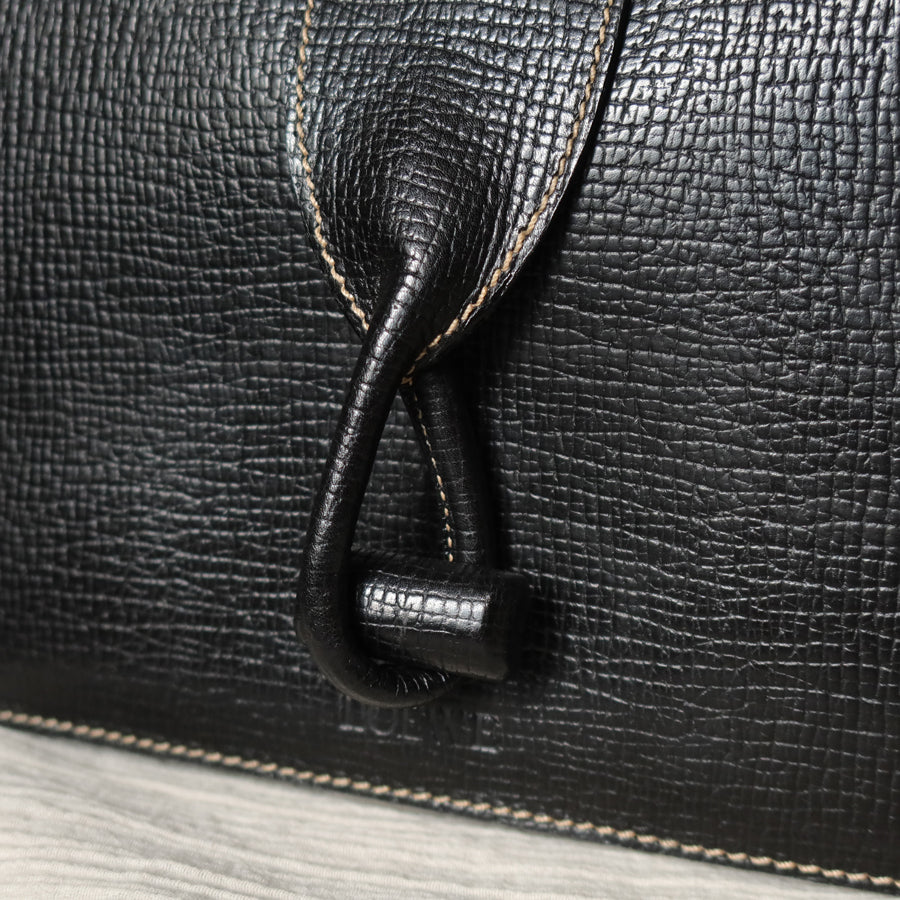 Loewe Vintage Black Grained Leather Twisted Knot Clutch Bag