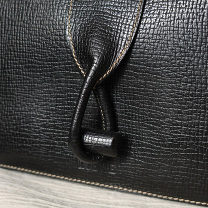 Loewe Vintage Black Grained Leather Twisted Knot Clutch Bag