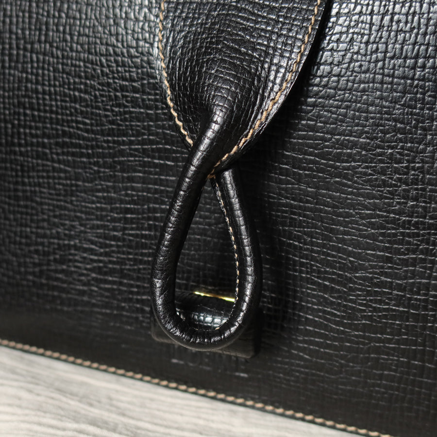 Loewe Vintage Black Grained Leather Twisted Knot Clutch Bag