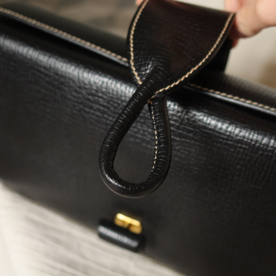 Loewe Vintage Black Grained Leather Twisted Knot Clutch Bag