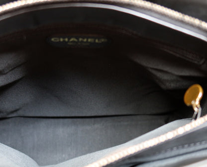 Chanel Vintage Black Leather CC Tassel Shoulder Tote Bag