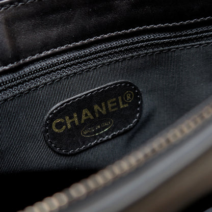 Chanel Vintage Black Leather CC Tassel Shoulder Tote Bag
