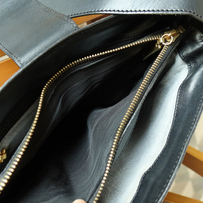 Celine Vintage Black Brown Macadam Triomphe Turn Lock Shoulder Bag