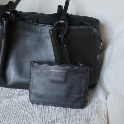 Gucci Vintage Black Leather Daily Tote Shoulder Bag with Gucci Charm M