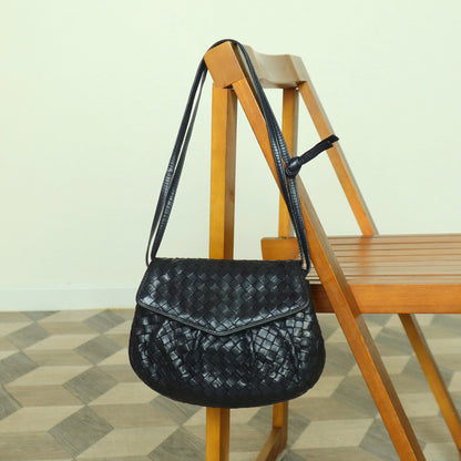 Bottega Veneta Vintage Black Intrecciato Weave Pouch 3way Clutch Shoulder Bag