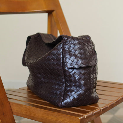Bottega Veneta Vintage Dark Brown Intrecciato Weave Long Strap Hobo Shoulder Bag