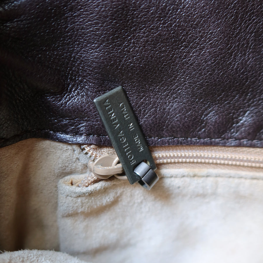 Bottega Veneta Vintage Dark Brown Intrecciato Weave Long Strap Hobo Shoulder Bag