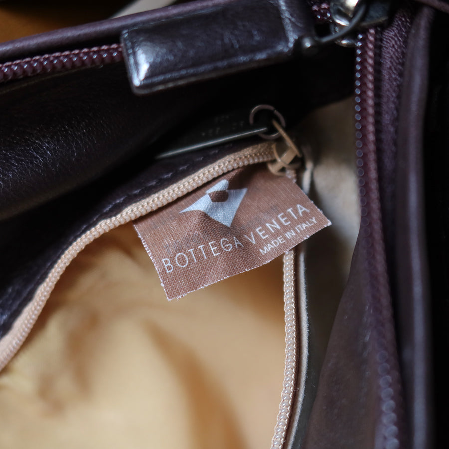 Bottega Veneta Vintage Dark Brown Intrecciato Weave Long Strap Hobo Shoulder Bag