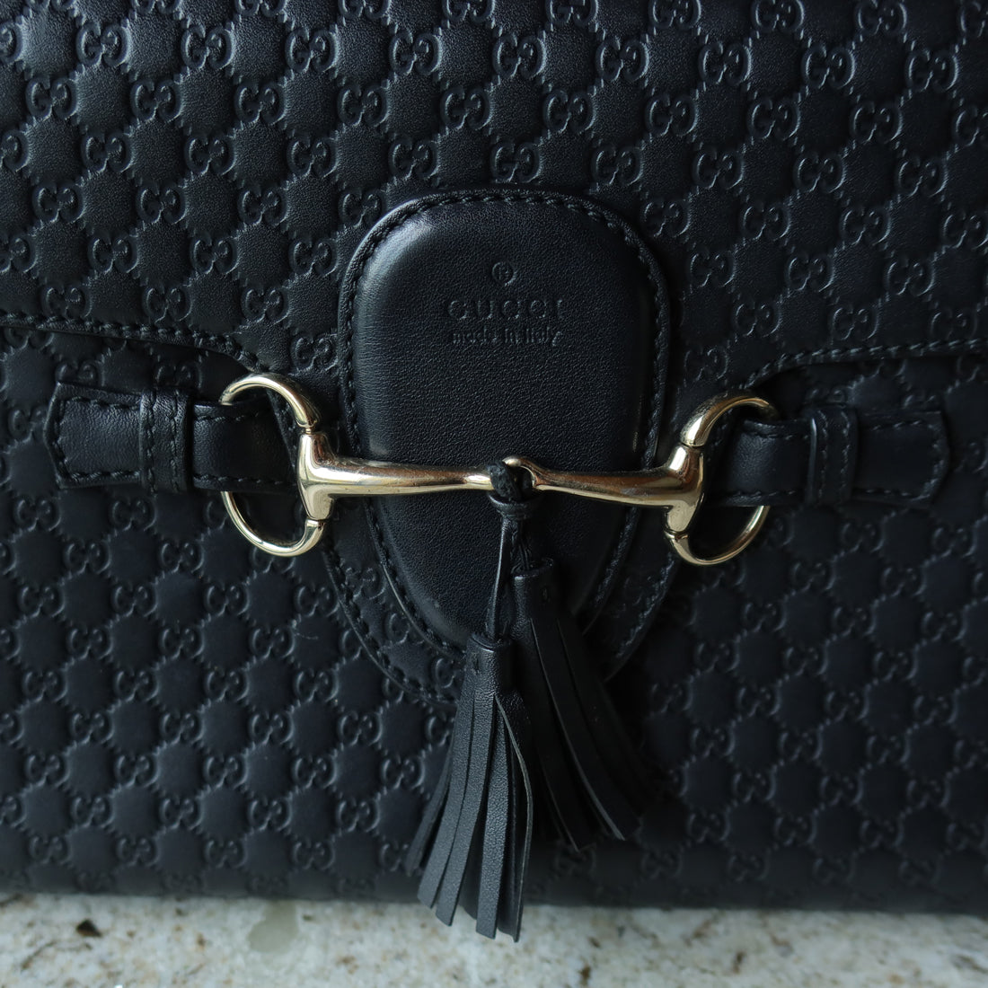 Gucci Vintage Black GG Interlocking Horsebit Chain Strap Shoulder Bag