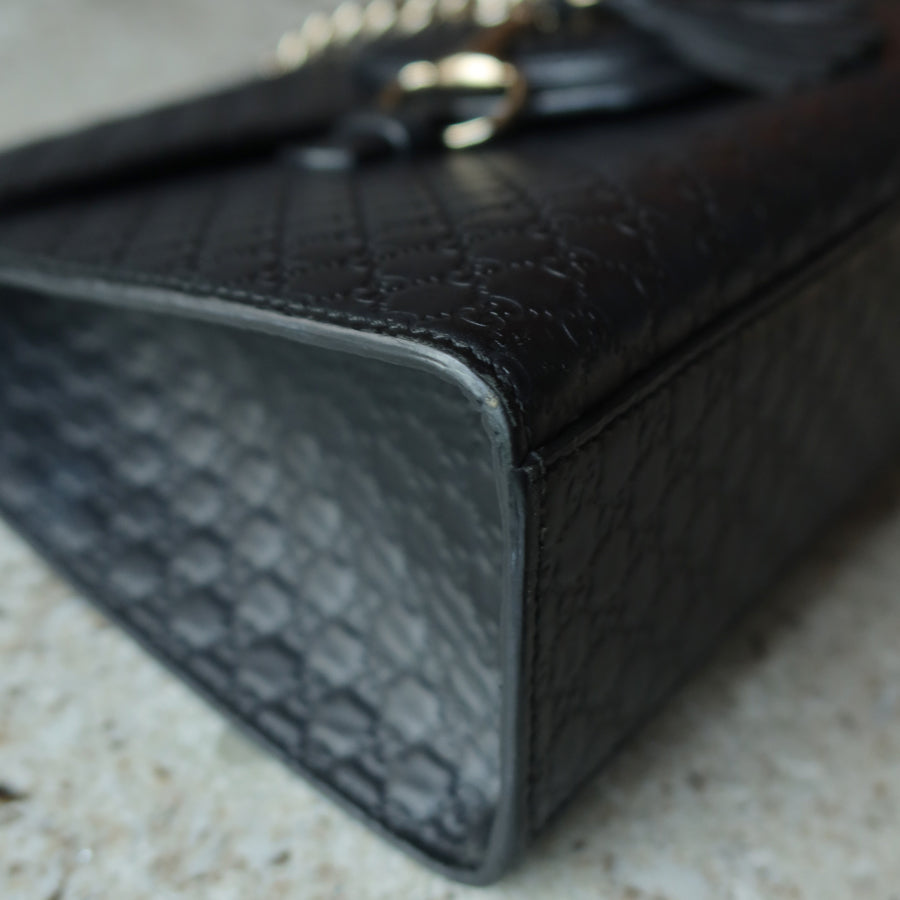 Gucci Vintage Black GG Interlocking Horsebit Chain Strap Shoulder Bag