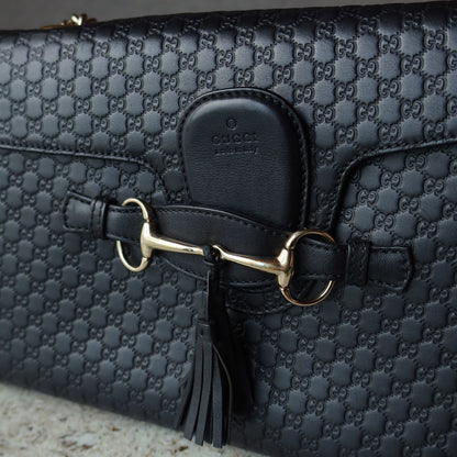 Gucci Vintage Black GG Interlocking Horsebit Chain Strap Shoulder Bag