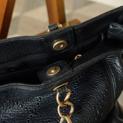 Chanel Vintage Black Diamond Stitched CC mark Large Shoulder Tote Bag