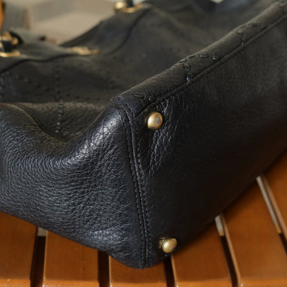 Chanel Vintage Black Diamond Stitched CC mark Large Shoulder Tote Bag