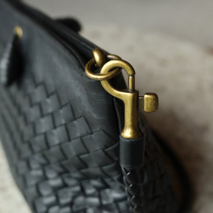 Bottega Veneta Vintage Black Intrecciato Woven Pochette 2way Shoulder Bag