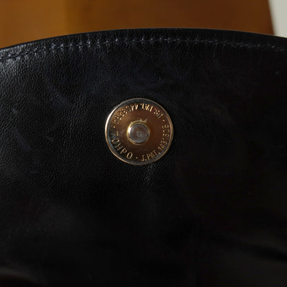 Bottega Veneta Vintage Black Glossy Leather Intrecciato Weave Top Handle Bag